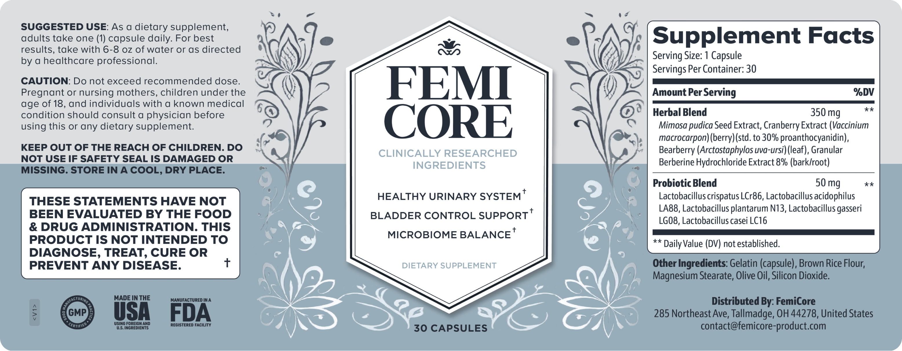 FemiCore Supplement Fact